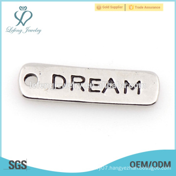 Custom zinc alloy silver dream letter charm jewelry on hot sale